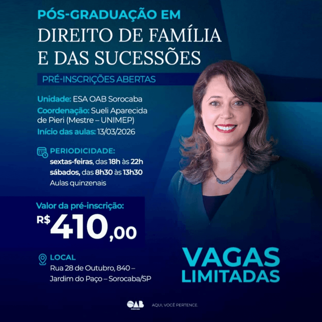 📙 ESA Sorocaba: Pós-Graduação em Direito de Família e das Sucessões